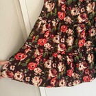 Floral Tiered Midi Skirt Brown Floral Elastic Waist Boho Cottagecore Whimsical