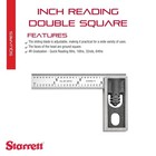 Starrett Inch Reading Double Square Satin Chrome Finish And Hardened - 13a