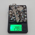 Vtg 925 Chapel Rosary 20in Sterling Silver Ab Crystal Crucifix Catholic 29 91gtw