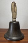 Vintage 1900s Teachers Brass School Bell With Wooden Handle  missing Clapper 