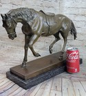 Vintage Solid Bronze  Horse Figural Sculpture Marble Base Figurine Decor Hotcast