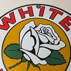 Vintage White Rose Gasoline Sign - Texas Service Station Gas Oil Pump Plate Sign
