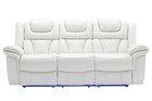 New 3pc Led Power Recliner Sofa Living Room Set White Leather Bluetooth Speaker