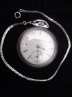 Antique 1893 Elgin Pocket Watch 11 J Runs Well 1 20 12k Gf Chain - Very Nice