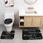  4pcs Family Shower Curtain Sets With Non-slip Rugs  Toilet Lid Cover And Black