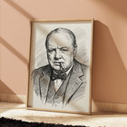 Winston Churchill Drawing Print Portrait Sketch 8  X 10  Wall Art Home Decor