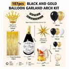 107pcs Black Gold Birthday Decorations For Men With Black And Metallic Gold F   