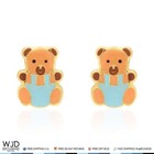 14k Solid Yellow Gold Brown Enamel Teddy Bear Baby Screwback Stud Kids Earrings