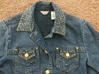 Vintage Laura Ashley 90   s Studded Denim Jean Jacket Petite Medium