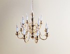 Dollhouse Hanging Chandelier Large 12 Arm Candle 12 Volt Electric Gold