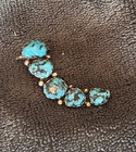 Old Pawn Nugget Turquoise Climber Earring Native American Sterling Silver 