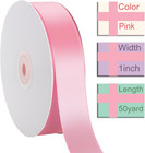 1 Inch Pink Ribbon  50 Yards Craft Polyester Satin Ribbon Perfect For Gift Wrapp
