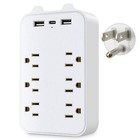 6-outlet Wall Mount Surge Protector With 3 Usb Ports 1 Usb-c Phone Holder