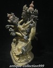 6  Old Tibet Bronze Gold 3 Head 6 Hands Happy Mandkesvara Yab-yum Buddha Statue
