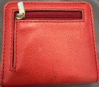 Fossil Red Mini Leather Card Holder Wallet Zip Coin Pocket