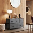 5 Drawer Dresser Wide Fabric Storage Cabinet With Wood Top Sturdy Steel Frame