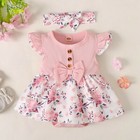 Newborn Baby Girls Clothes Floral Romper Outfits Summer Jumpsuit Headband Set