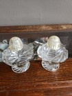 Vintage Set Of Clear Pressed Glass Salt And Pepper Shakers With Tops     2     Tall