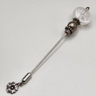 Vintage Hat Pin Frosted Lucite Ribbed Bead Silver Tone Victorian Revival