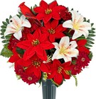 Artificial Silk Grave Flower For Cemetery- Christmas Gravesite Decorative