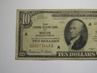  10 1929 Boston Massachusetts National Currency Federal Reserve Bank Note Fine