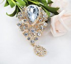 Women s Austrian Crystal Bouquet Flower Teardrop Large Gorgeous Brooch