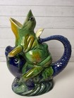 Majolica Style Frog Riding Fish Pitcher