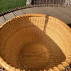 Nantucket Style Basket With Carved Wood Swing Handle