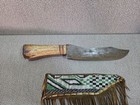 Antique Native American Leather Beaded Knife Sheath And Antique Knife