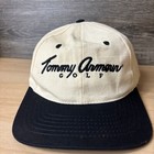 Vintage Tommy Armour Golf Hat Cap Strap Back Black Beige Golfing 90s Mens
