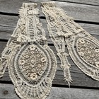 Pair Of Antique Victorian Fine Lace Lappets Exquisite Detail 35  Long