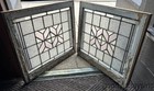 Antique Pair Of Stained Leaded Beveled Glass Windows Window Circa 1910 28 x25 