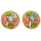 Trifari Philippe Fruit Salad Tie-ups Convertible Earrings Clips Pastel Printemps