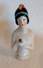 Antique 1920 s Porcelain Half Doll Pin Cushion Germany Art Deco 3  1 4 