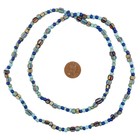 Medley Of Blue Java Glass Beads 4-6mm Indonesia Cylinder 28 Inch Strand