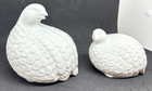Set Of Two Mcm White Ceramic Quail Bird Figurines - 5 25 l And 4 5 l