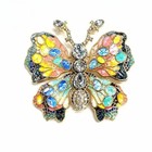 Colorful Enamel Butterfly Brooch Full Rhinestone Insect Pin Wedding Accessory