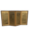 Byobu 4-panel Folding Screen Gold Leaf Japanese Artist Signed Hand Painted