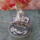 Ceramic Jerusalem Cityscape Jug Glossy Art Pottery Decorative Multicolor White