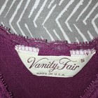 Vintage Vanity Fair V Neck Full Length Night Gown Small Maroon Nylon Silky