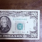 1988a  20 Us Twenty Dollar Bill Federal Reserve Note Misaligned Green Seal Error