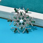 Zard Christmas Snowflake Pin Brooch With Pearl Green Crystal Accents