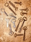 Vintage Flat Steel Keys Mixed Lot Of 14