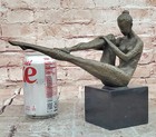 Art Deco Bronze Nude Dancer Figurine Signed Milo Marble Base Fine Art Statue