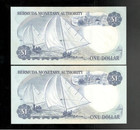 Bermuda  1984  Qe11  2 X  1 Dollar  Consecutive  low  Serial  s  Both Crisp Unc 
