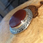 Vintage Sterling Silver 925    Red Carnelian Round Brooch 23 9g