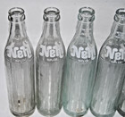 Set Of 6 Vintage Nehi Soda Bottles 10oz Clear Glass Ribbed Acl White Logo 1970s