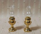 Vintage Solid Brass Hurricane Lamps Non-working For Miniature Dollhouse 