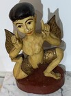 Beautiful Large Thai Hand Carved Wood Painted Statue Of A Winged Dancer - 20 