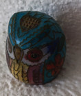 Antique Old Vintage Collectible Thimble Sewing Brass Cloisonn   Thimble Shape Owl